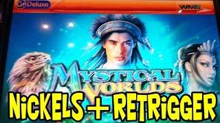 WMS - Mystical Worlds!  Big Nickel Bett With Retrigger!