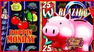 Cherry Poppin Monday! 1st attempt Blazing X & Piggy Banking with a Big slot win