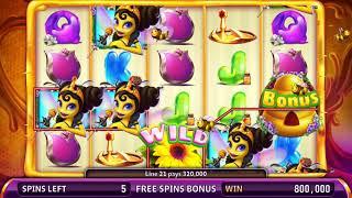 HONEY WINS Video Slot Casino Game with a HONEYCOMB CASTLE FREE SPIN BONUS