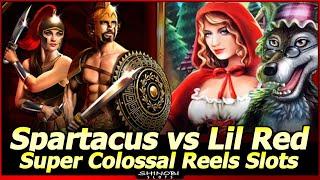 Spartacus vs Lil Red Super Colossal Reel Slot Machines - First Attempt with Live Play and Bonuses