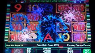 Wild Wolf Slot Machine Bonus - 5 Free Games Win with Stacked Wilds