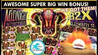 AWESOME BONUS! SUPER BIG WIN! Midnight Stampede Slot Machine -  Retriggers Galore!