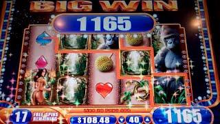 Queen of the Wild Slot Machine Bonus - 25 Free Games with Stacked Wilds - Nice Win