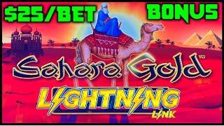 HIGH LIMIT Lightning Link Sahara Gold ⋆ Slots ⋆️$25 Bonus Round Slot Machine Casino
