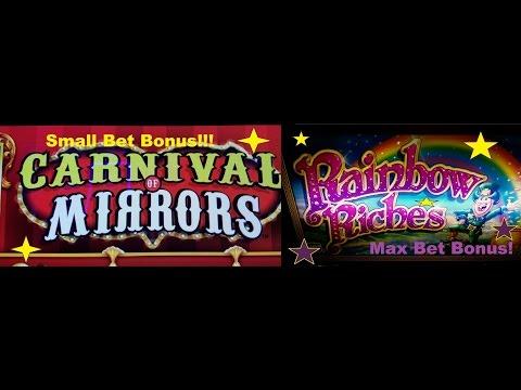 IGT Rainbow Riches MAX BET & IT Carnival of Mirrors | Slot Machine Bonus