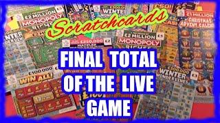 Total...Losses.& Winners.on Scratchcard LIVE Game...here the total & What was left Unpoend envelopes