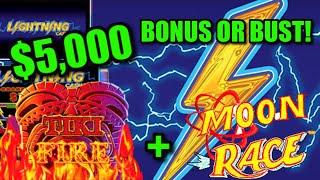 $5K INTO HIGH LIMIT Lightning Link Moon Race & Tike Fire ⋆ Slots ⋆️$25 Bonus Rounds Slot Machine Cas