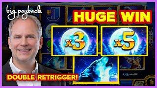RARE DOUBLE RETRIGGER! Timber Wolf Gold Slot - HUGE WIN!