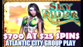 $700 Sky Rider Slot Machine $25 Group Play - Atlantic City Casino Play