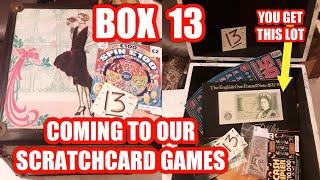 £250.of SCRATCHCARDS....& BOX 13 NOW ADDED TO OUR PRIZES IN THE BIG SCRATCHCARD GAME.WOW!..ITS FREE