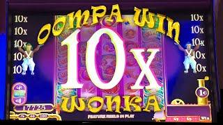 +!BIG 10x MULTIPLIER!+ Willy Wonka Slot Machine Oompa Loompa Bonus Big Win