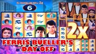 Ferris Bueller's Day Off Slot Machine Bonus BIG WIN Free Spins Colossal Reels Slots by WMS