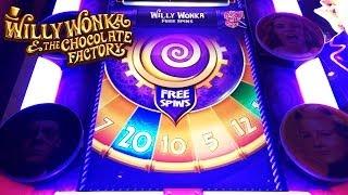 Willy Wonka 3-Reel Slot Bonus - Wonka Free Spins, Big Win!  Multiple Features and Re-Triggers!