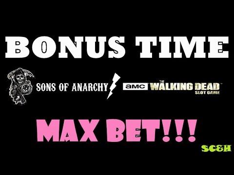 Aristocrat The Walking Dead & Sons of Anarchy | MAX BET | Slot Machine Wheel Bonuses