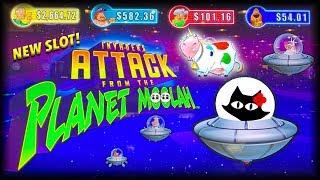 NEW SLOT • UNICOW CAUGHT •• 249 SPINS • Invaders Attack from the Planet Moolah •
