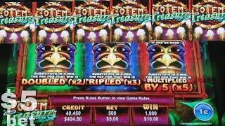 Totem Treasure Slot Machine MAX BET Bonus Won !! Live Slot Play