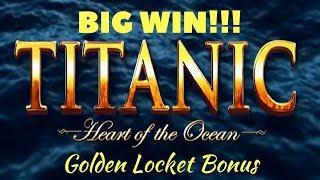 TITANIC *  Heart of the Ocean Slot Machine * Golden Locket Bonus BIG WIN!!