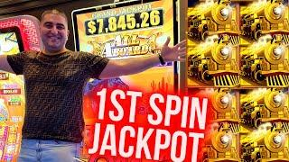 1st Spin HANDPAY JACKPOT On High Limit All Aboard !  Cash Burst Slot Max Bet Bonus