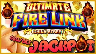 •HIGH LIMIT Ultimate Fire Link China Street HANDPAY JACKPOT •$50 MAX BET BONUS ROUND Slot Machine