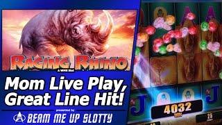 Raging Rhino Slot - Mom's Live Play and Great Line Hit/Comeback