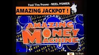 •AMAZING JACKPOT•I didn't realize it's Jackpot ! AMAZING MONEY MACHINE Slot(Aristocrat) 5 cent Denom