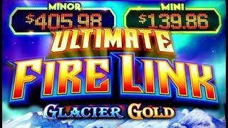 •GLACIER GOLD ULTIMATE FIRE LINK• QUICK SE$$ION BIG WIN! Slot Machine Bonus (SG)