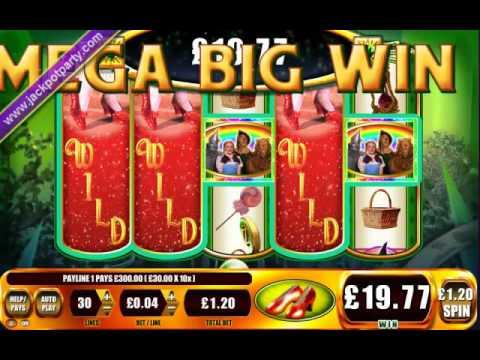 £2108 MEGA BIG WIN WIZARD OF OZ: RUBY SLIPPERS ™ BIG WIN SLOTS AT JACKPOT PARTY