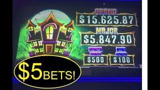 $23 LEFT I WENT ON A AMAZING RUN! BETTING $5 ON Lock it Link CATS HATS AND BATS SLOT MACHINE!