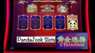 It’s no mystery on what I’m picking! Dancing Drums and 5 Treasures slot!