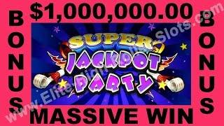 $1 Million Dollar Bonus Win on Jackpot Party Casino Vegas High Limit Video Slots Aristocrat, IGT WMS