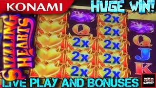 HUGE WIN!!!! LIVE PLAY on Sizzling Hearts Slot Machine