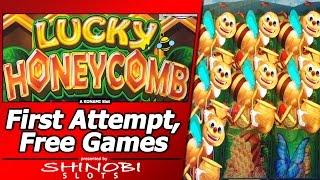 Lucky HoneyComb Slot - Two Free Spins Bonuses in First Attempt at New Konami Dragon's Law clone