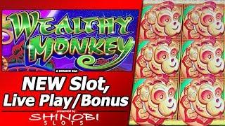 Wealthy Monkey Slot - First Attempt, New Konami Slot with Live Play and Free Spins Bonuses
