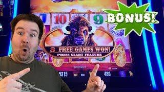 Buffalo Gold Collection BONUS Free Games and RETRIGGERS Slot Machine Live Play