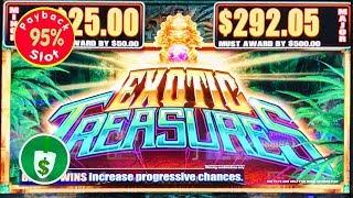 Exotic Treasure 95% payback slot machine, quick bonus