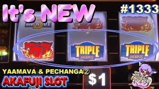 YAAMAVA & PECHANGA② Found a New Slot! Triple Double Jackpot Blazing 7s Slot Casino 赤富士スロット 新台見っけ！