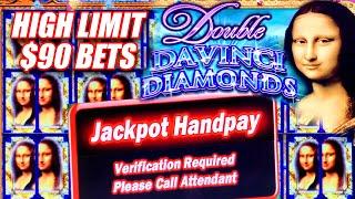 UNBELIEVABLE CLOSE CALL WITH DOUBLE JACKPOT WINS ON HIGH LIMIT DAVINCI DIAMONDS ⋆ Slots ⋆ $90 BETS