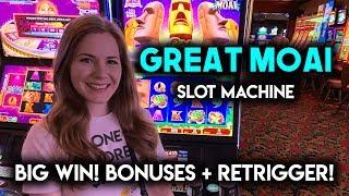 GREAT BIG WIN!! Great MOAII Slot Machine! BONUSES!! Re-Trigger!!!