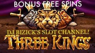 Three Kings Slot Machine! FREE SPIN BONUS! HERE THEM ROAR!!! • DJ BIZICK'S SLOT CHANNEL