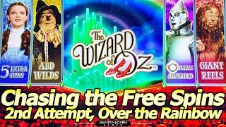 Wizard of Oz Over the Rainbow Slot - Chasing More Free Spins Bonuses with Glinda and Balloon Jackpot
