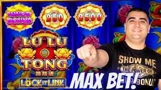 Lu Lu Tong Lock It Link Slot Machine MAX BET Bonus & Amazing Comeback |Tiki Fire Lightning Link Slot