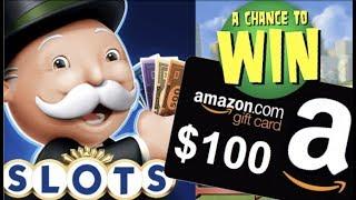 •WIN A $100.00 AMAZON GIFT CARD & PRIZES!• PLAY THE NEW MONOPOLY SLOTS Mobile Game App! (SG)