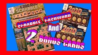 SCRABBLE cashword...And...2x..BONUS Scratchcards..... One Our One Card Wonder Game..mmmmmmMMM