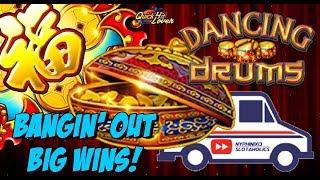 DANCING DRUMS Slot Bonuses BIG WINS!!