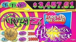 NEW! VGT Crazy 7s & Golden Flower - live play w/ bonuses - Slot Machine Bonus