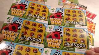 2X..HIDDEN TREASURE Scratchcards...3X.TREBLE 7.& 7.LUCKY BUG..1,000 a MONTH..1,000.000 RED