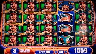 Pirate Ship Slot Machine Bonus - 10 Free Games Win with Stacked Symbols