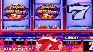 SIZZLING 7 FREE GAMES JACKPOT HANDPAY ★ Slots ★ LARGEST ON YOUTUBE!