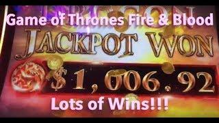 NEW SLOT - GAME OF THRONES FIRE & BLOOD, MULTIPLE HUGE WINS (nearly handpay) on