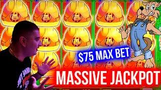 Huff N Puff Slot MASSIVE HANDPAY JACKPOT - $75 MAX BET | SE-12 | EP-23